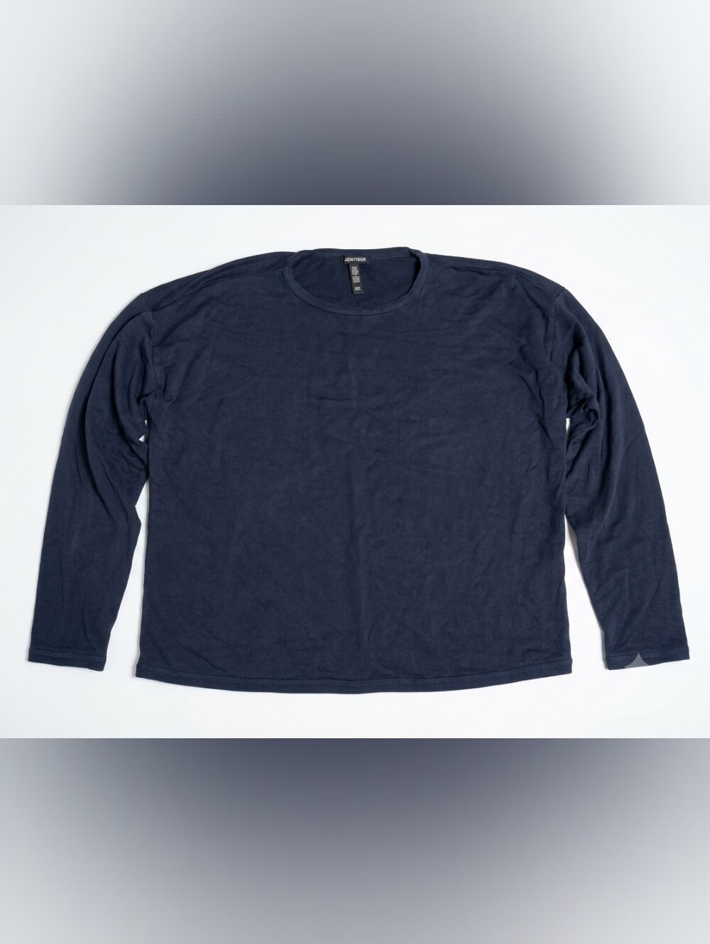 Eileen Fisher Small S Navy Boxy Pullover Sweatshirt Tencel Organic Cotton Cozy